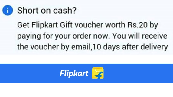 India Desire : Flipkart COD Order Offer : Get Rs 20 Flipkart Voucher On Converting COD Order To Prepaid